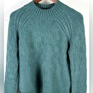 prAna Womens Textured Knit Sweater Mock Neck Green Outdoor Cozy Pullover